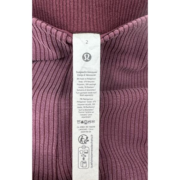 Lululemon Ribbed Softstreme Flared Casual Pant Regular Burgundy Gardy size 2 - Picture 8 of 14